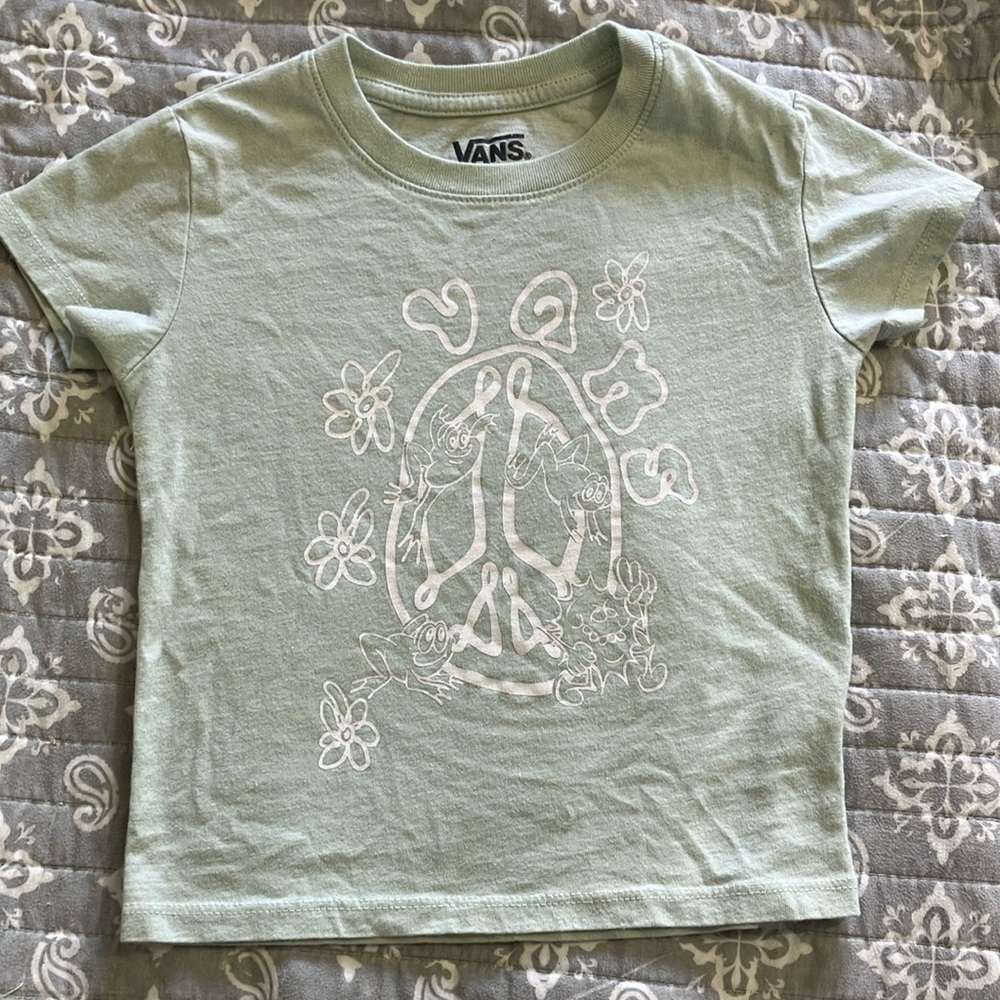 Vans Green Short Sleeve Tee with Playful Graphic